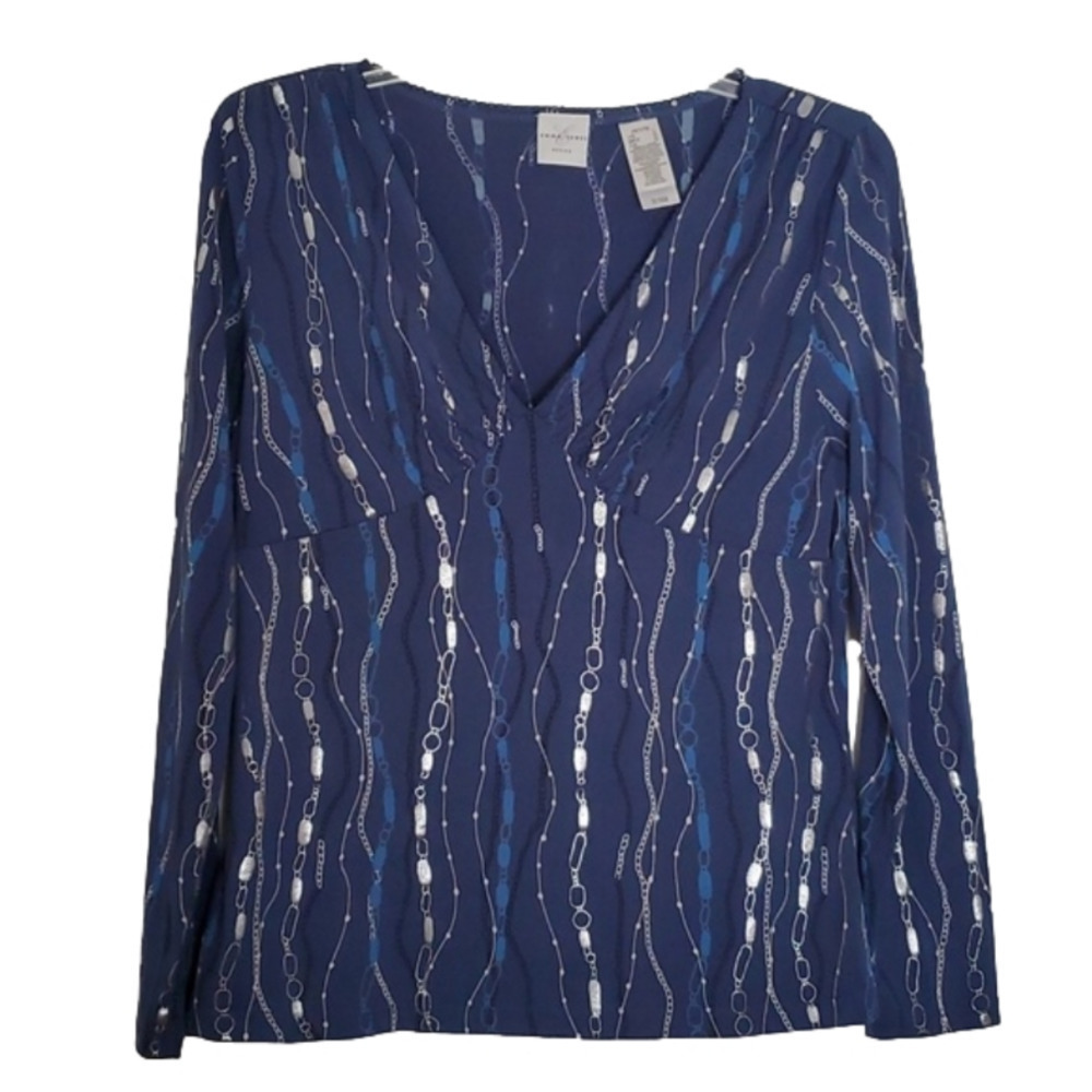 NWOT Emma & James Petite Women's V Neck Front Gathered Top Size Petite Large